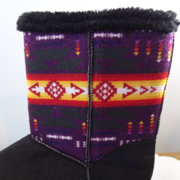Nu Trendz Purple and Black Southwestern Patterned Boots - Picture 8 of 9